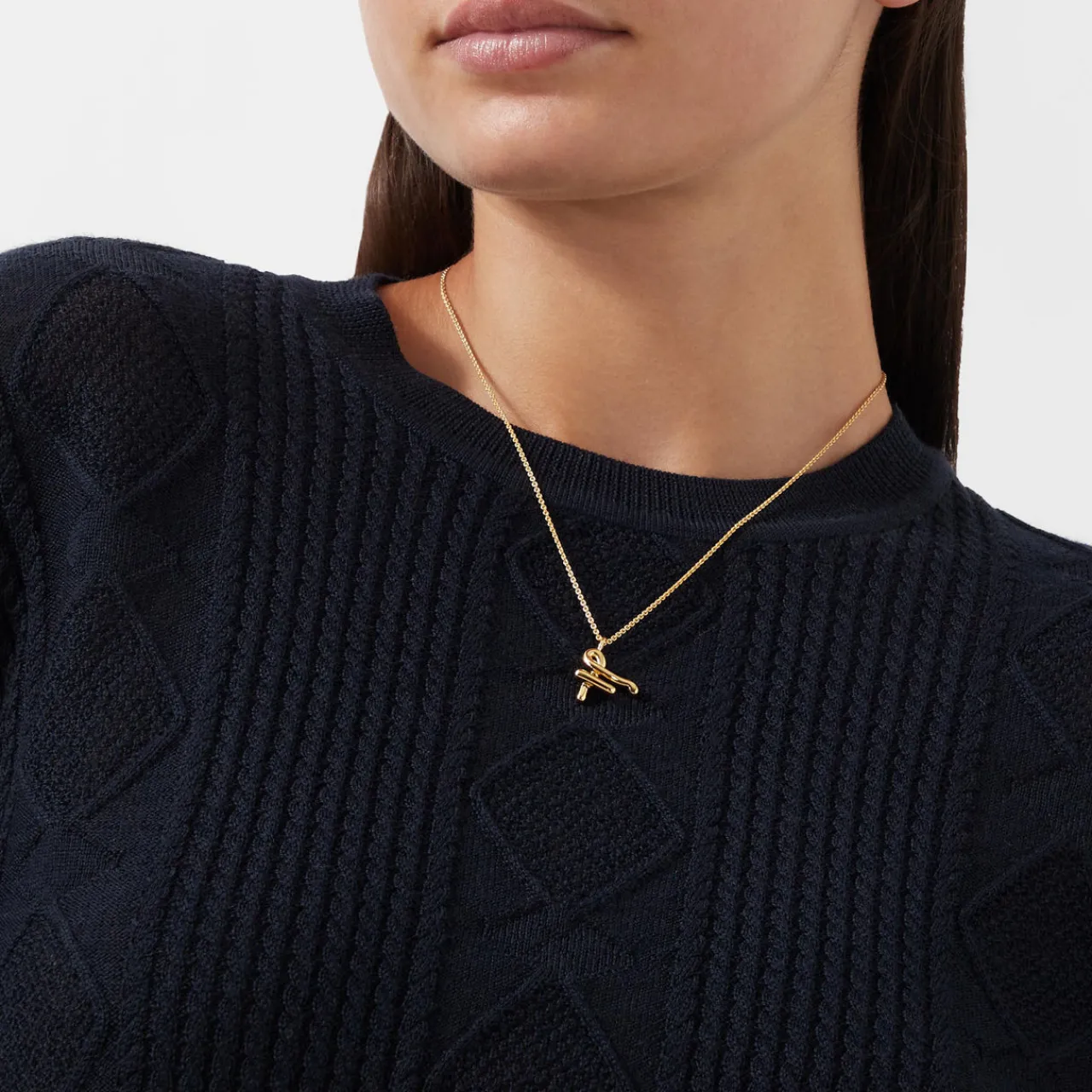 Hot Curly Molten 18 kt Gold Plated Initial Necklace F Women Necklaces