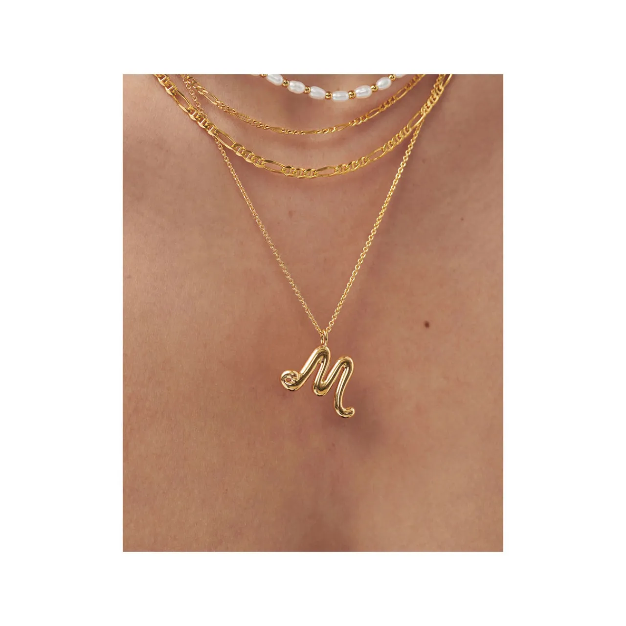 Hot Curly Molten 18 kt Gold Plated Initial Necklace M Women Necklaces