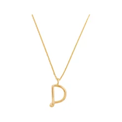 Curly Molten 18 kt Gold Plated Initial Necklace D Women Necklaces