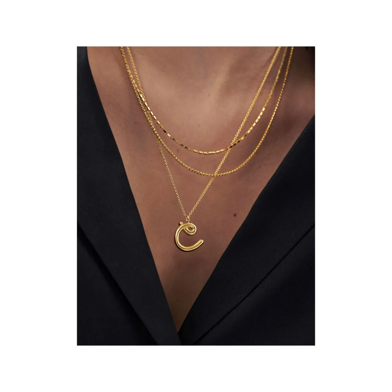 Online Curly Molten 18 kt Gold Plated Initial Necklace C Women Necklaces