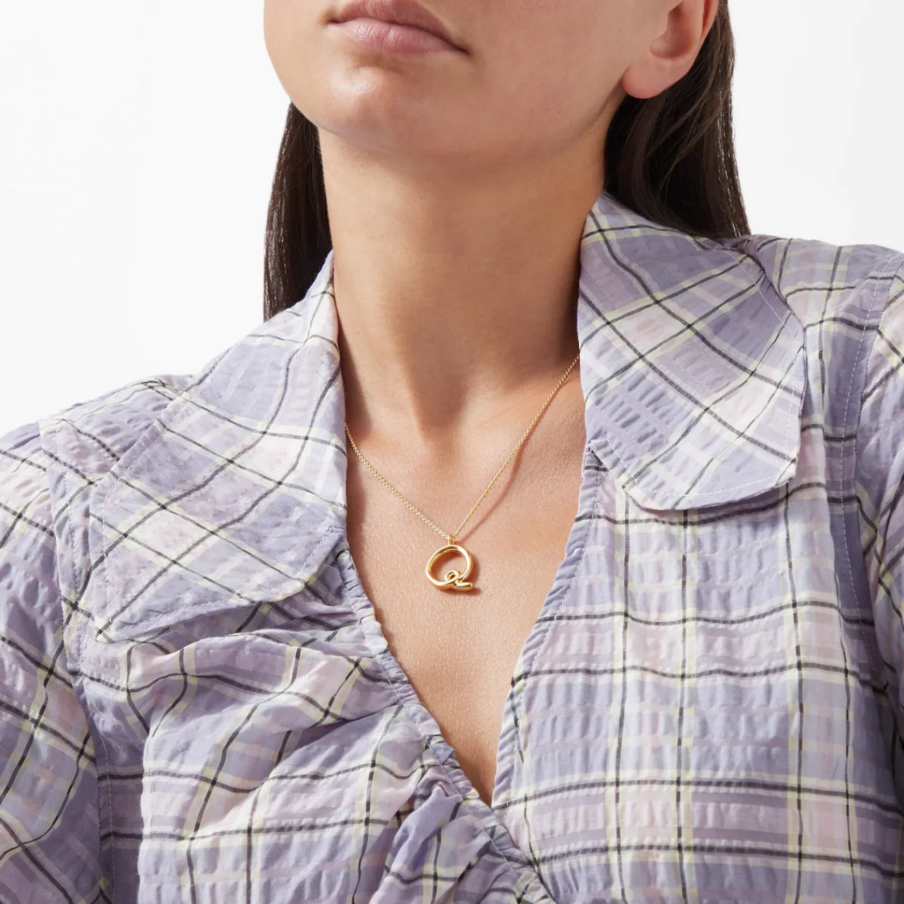 Discount Curly Molten 18 kt Gold Plated Initial Necklace Q Women Necklaces