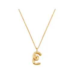 Online Curly Molten 18 kt Gold Plated Initial Necklace E Women Necklaces