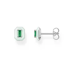 Hot 3D Green Octagon Stud Earrings Women Earrings