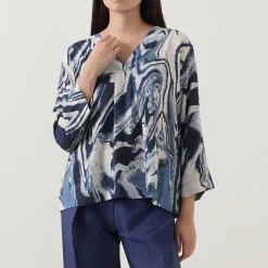 New Daciana Abstract Print Top Women Tops