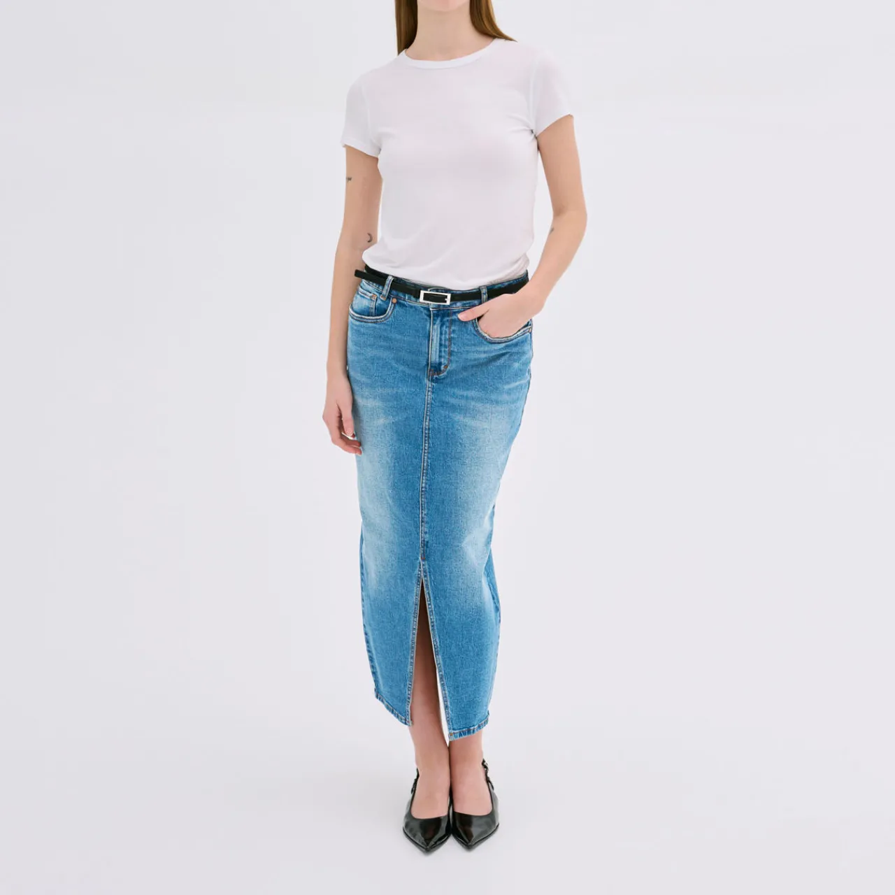 Hot Dango Mid-Rise Denim Skirt Women Skirts