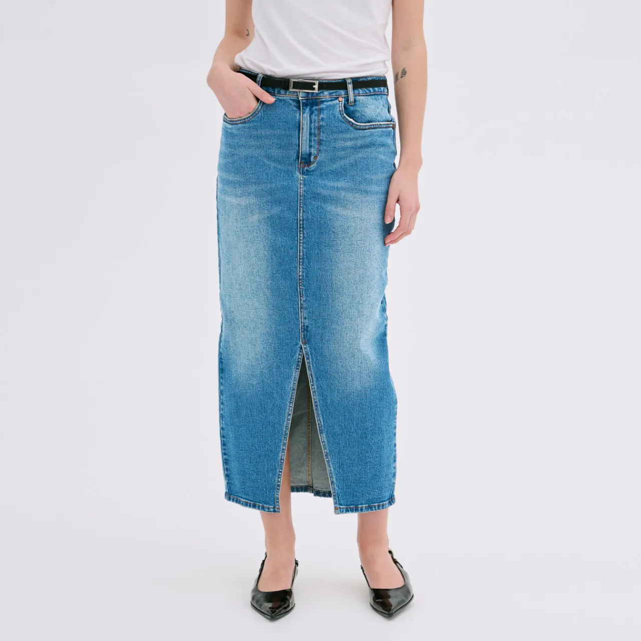 Hot Dango Mid-Rise Denim Skirt Women Skirts