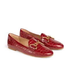 New Daphne Snaffle Croc-Embossed Leather Loafers Women Loafers