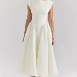 Debutante Moire Satin Flared Dress Women Dresses