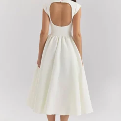 Debutante Moire Satin Flared Dress Women Dresses