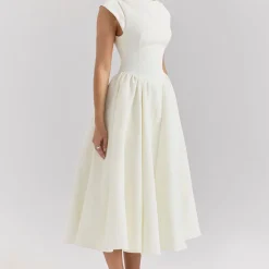 Debutante Moire Satin Flared Dress Women Dresses