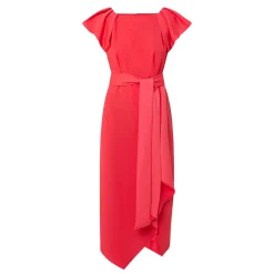 Hot Della Puff-Sleeve Belted Asymmetric Dress Women Dresses