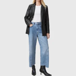New Deri Single-Breasted Leather Blazer Women Coats & Jackets