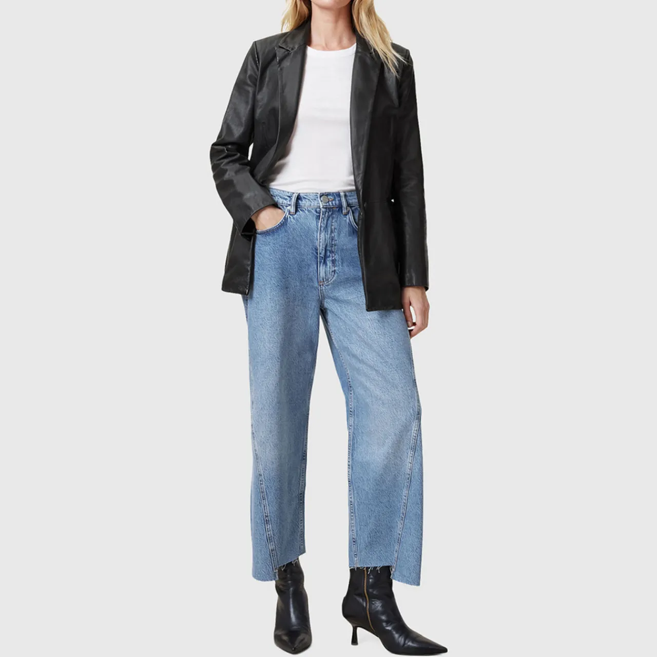 New Deri Single-Breasted Leather Blazer Women Coats & Jackets
