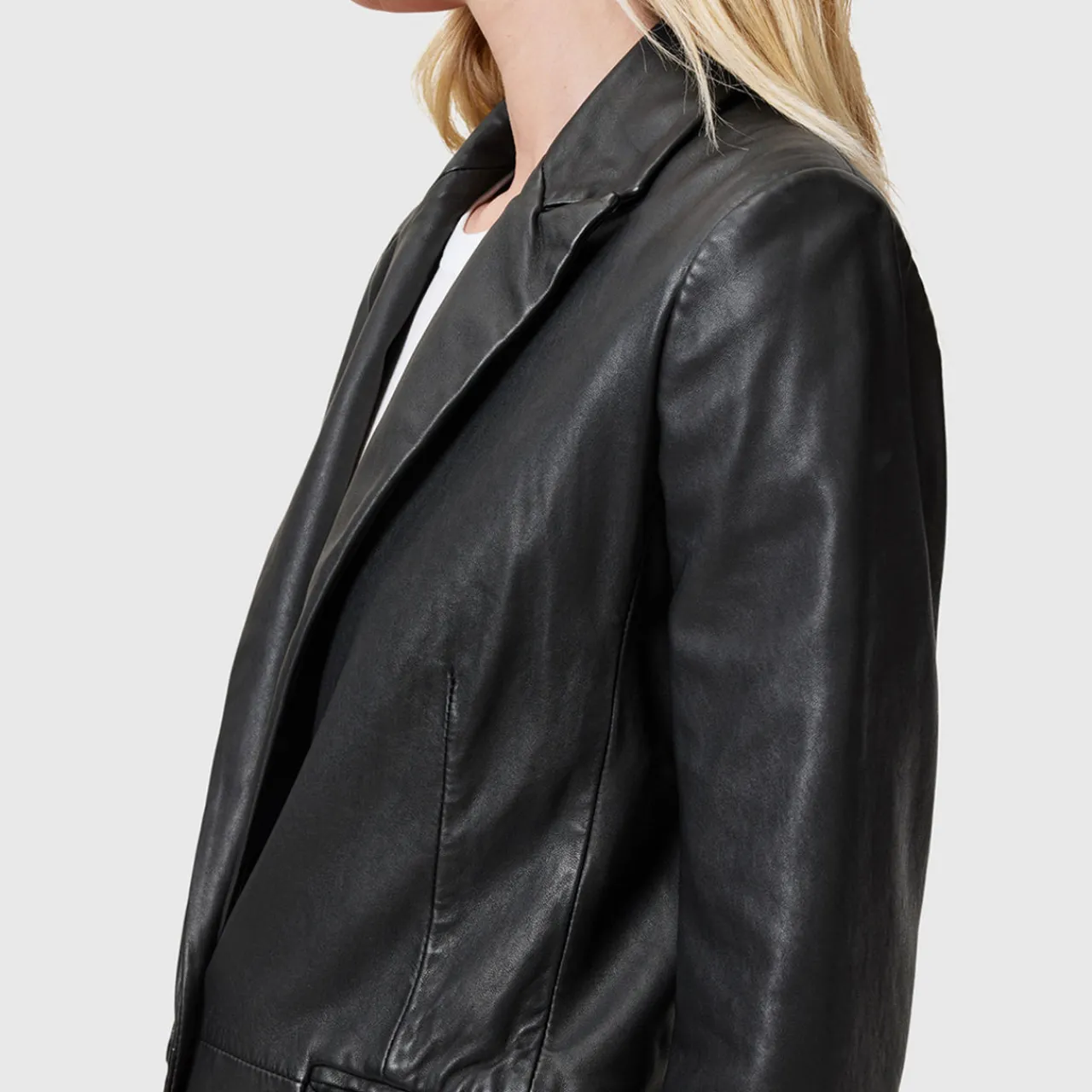 New Deri Single-Breasted Leather Blazer Women Coats & Jackets