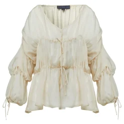 Hot Dia Oversized Drawstring Blouse Women Tops