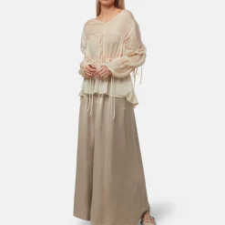 Hot Dia Oversized Drawstring Blouse Women Tops