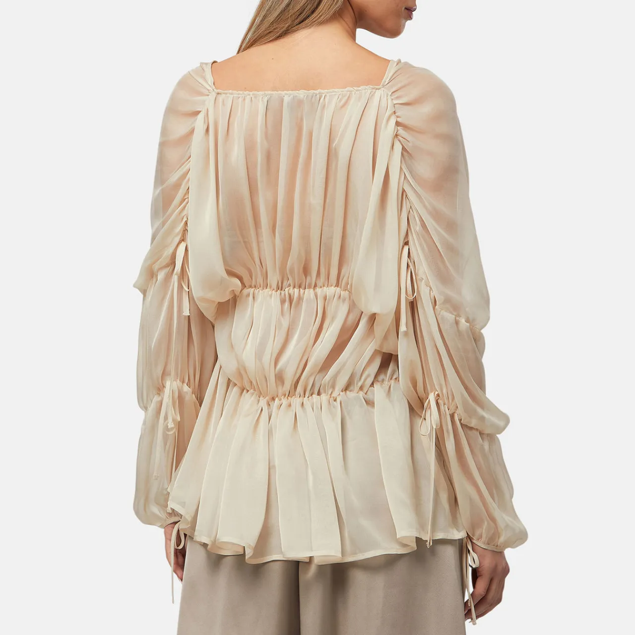 Hot Dia Oversized Drawstring Blouse Women Tops