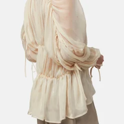 Hot Dia Oversized Drawstring Blouse Women Tops