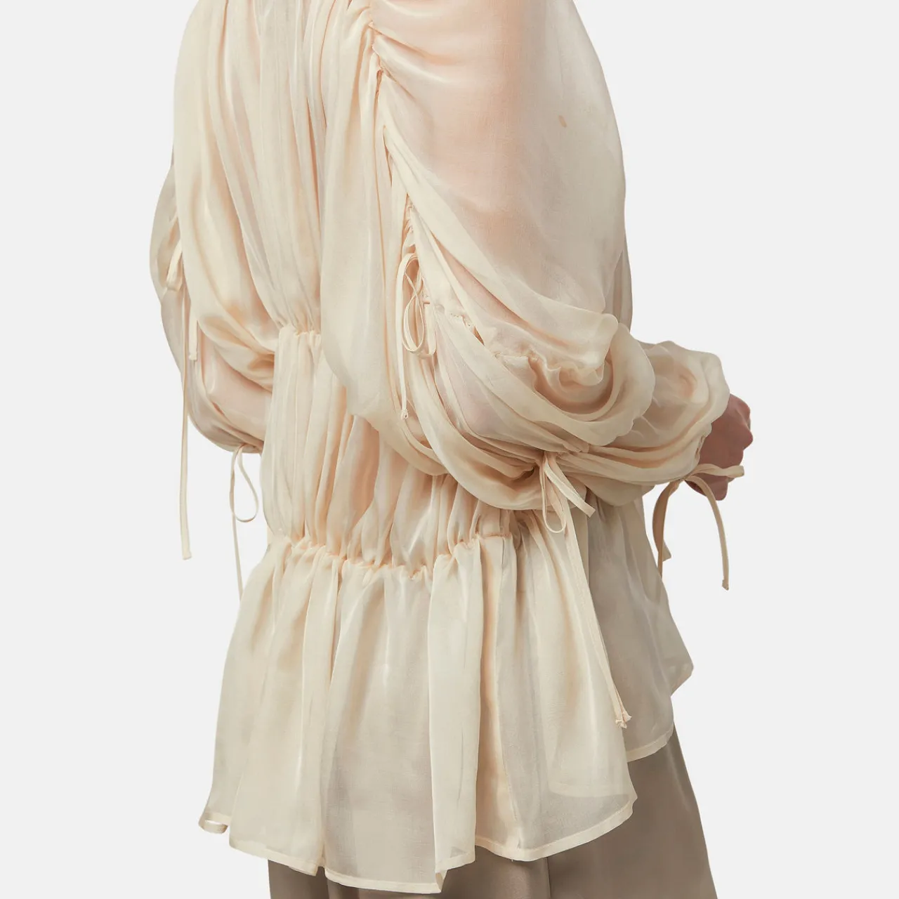 Hot Dia Oversized Drawstring Blouse Women Tops