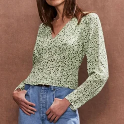 Discount Ditsy Floral Blouse Women Tops