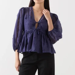 Clearance Ditzy Floral Peplum Blouse Women Tops