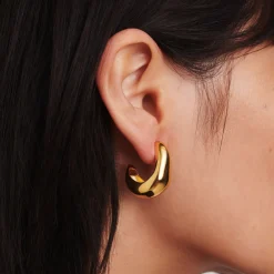 Clearance Dome Medium Hoop Earrings Women Earrings