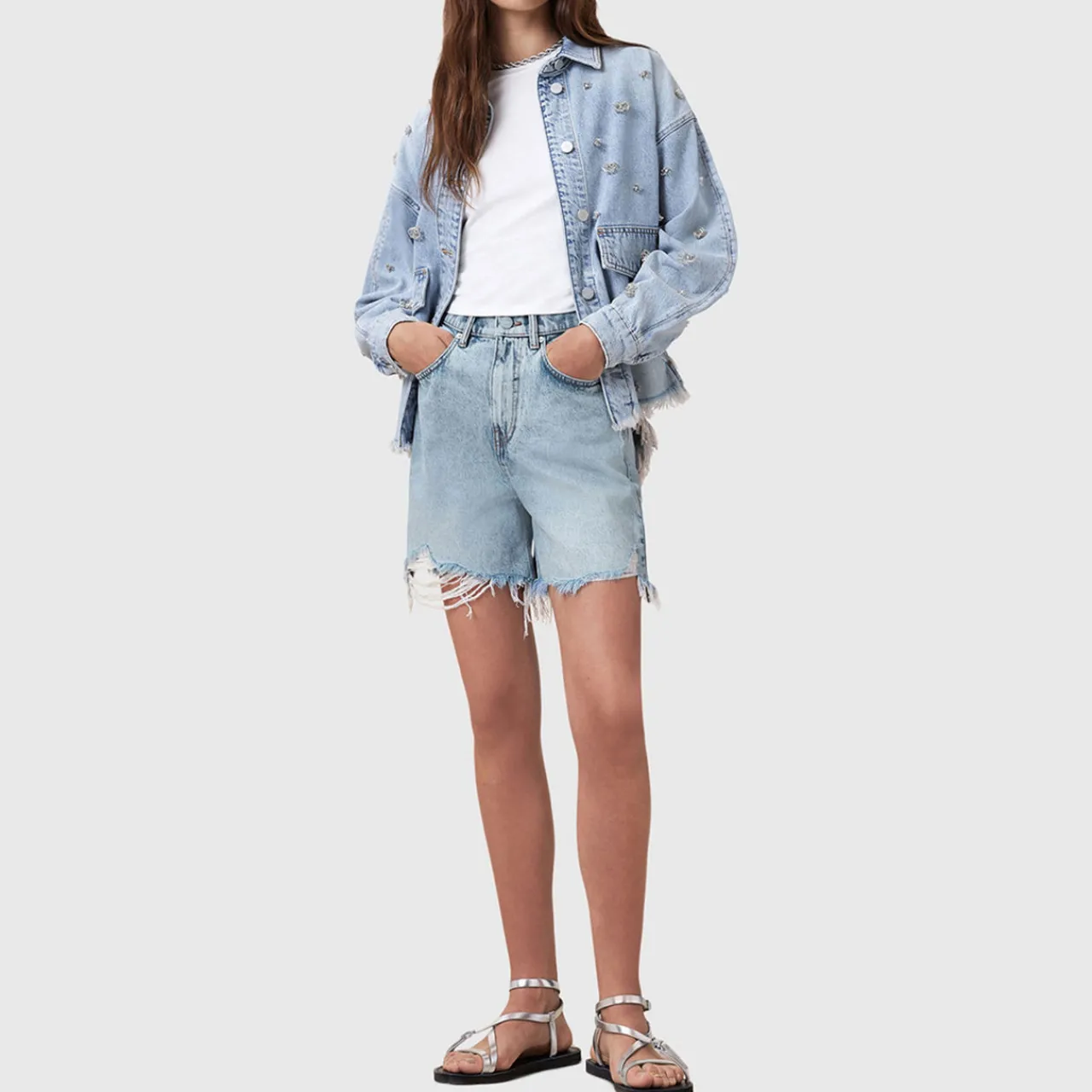 Clearance Doris Wide Leg Denim Shorts Women Trousers & Shorts