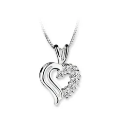 Online Double Heart Cubic Zirconia Pendant Necklace Women Necklaces