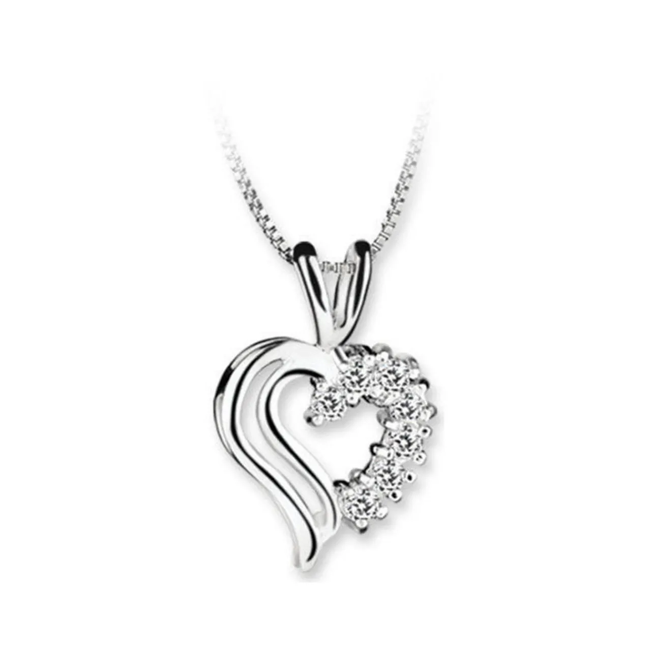 Online Double Heart Cubic Zirconia Pendant Necklace Women Necklaces