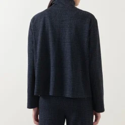 Outlet Double Pocket Check Jacket Women Coats & Jackets