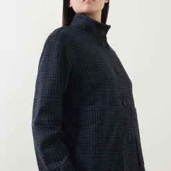 Outlet Double Pocket Check Jacket Women Coats & Jackets