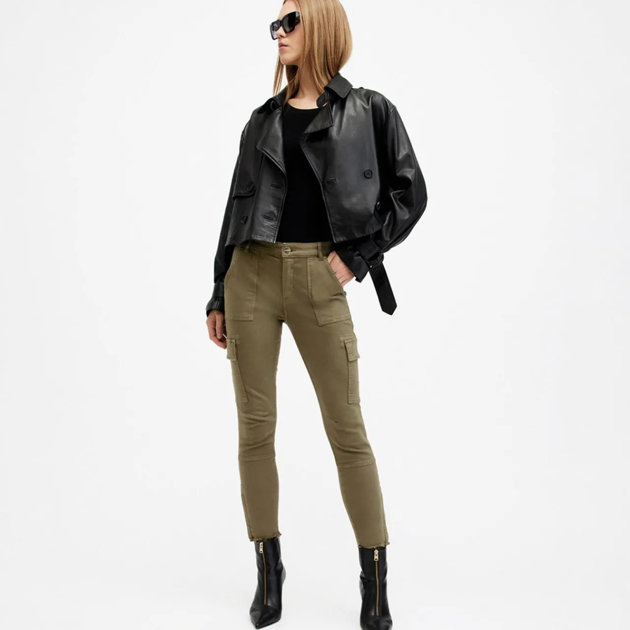 Sale Duran Mid-Rise Skinny Cargo Jeans Women Denim