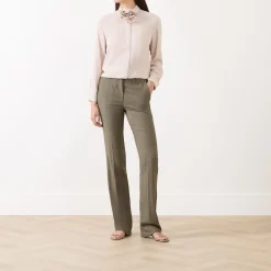 Hot Edison Herringbone Straight Leg Trousers Women Trousers & Shorts