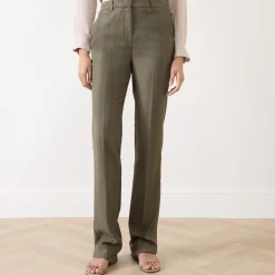 Hot Edison Herringbone Straight Leg Trousers Women Trousers & Shorts