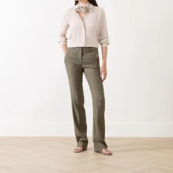 Hot Edison Herringbone Straight Leg Trousers Women Trousers & Shorts