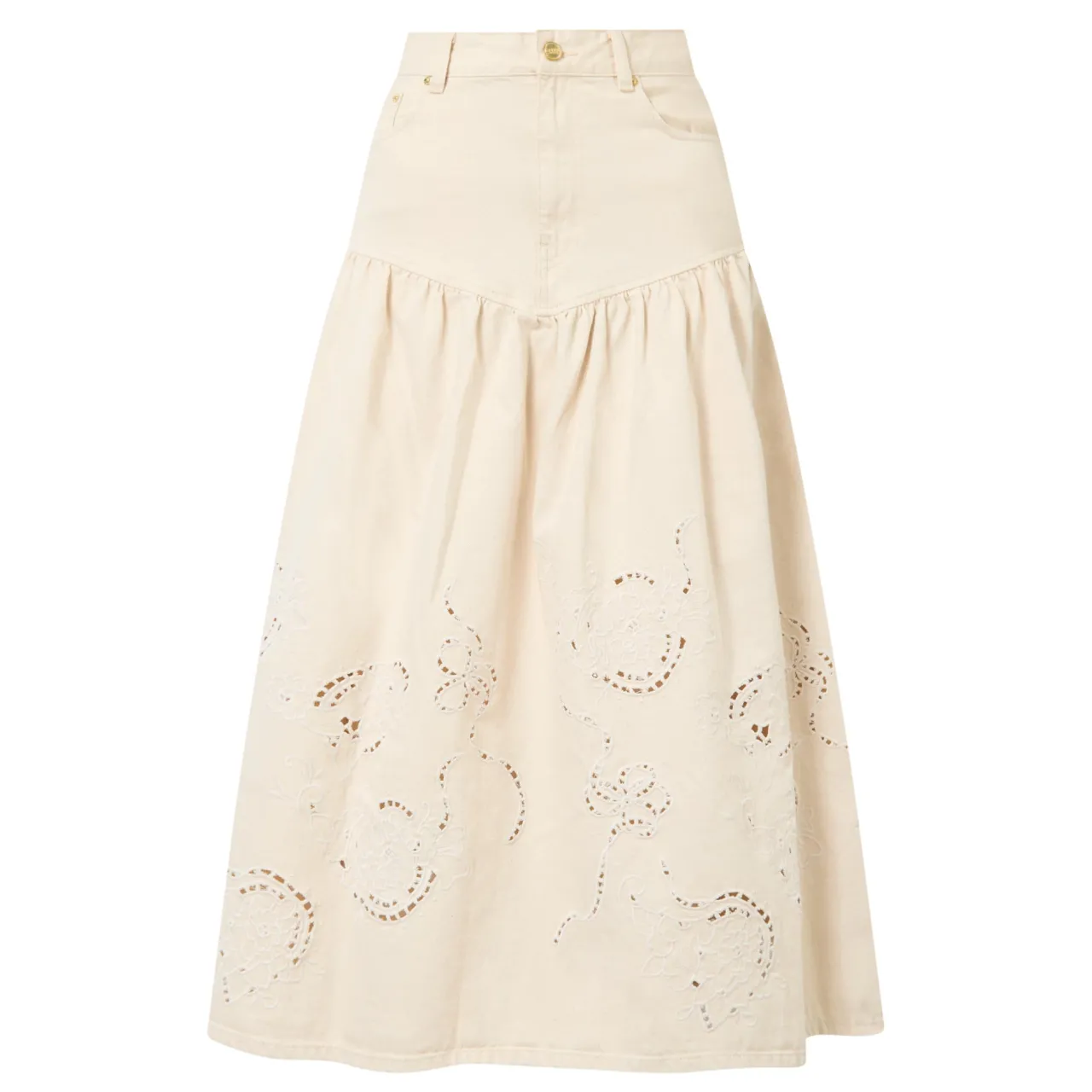 Outlet Egret Broderie Denim Skirt Women Skirts
