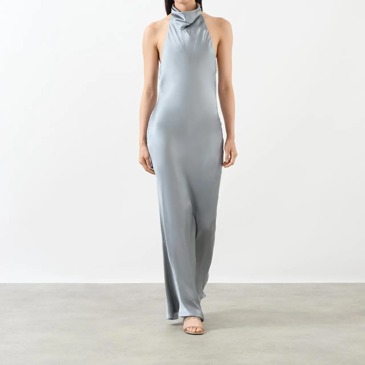 New Eliana Draped Silk Flared Dress Women Dresses