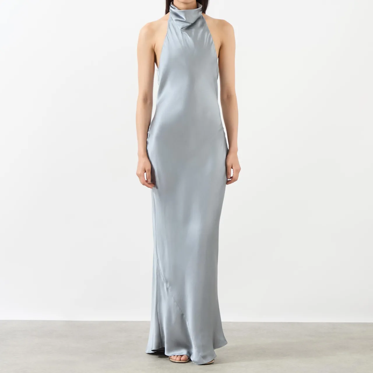 New Eliana Draped Silk Flared Dress Women Dresses