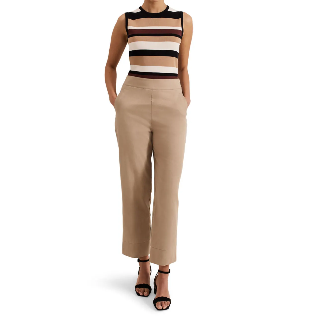 New Ellwood Textured Straight Leg Trousers Women Trousers & Shorts