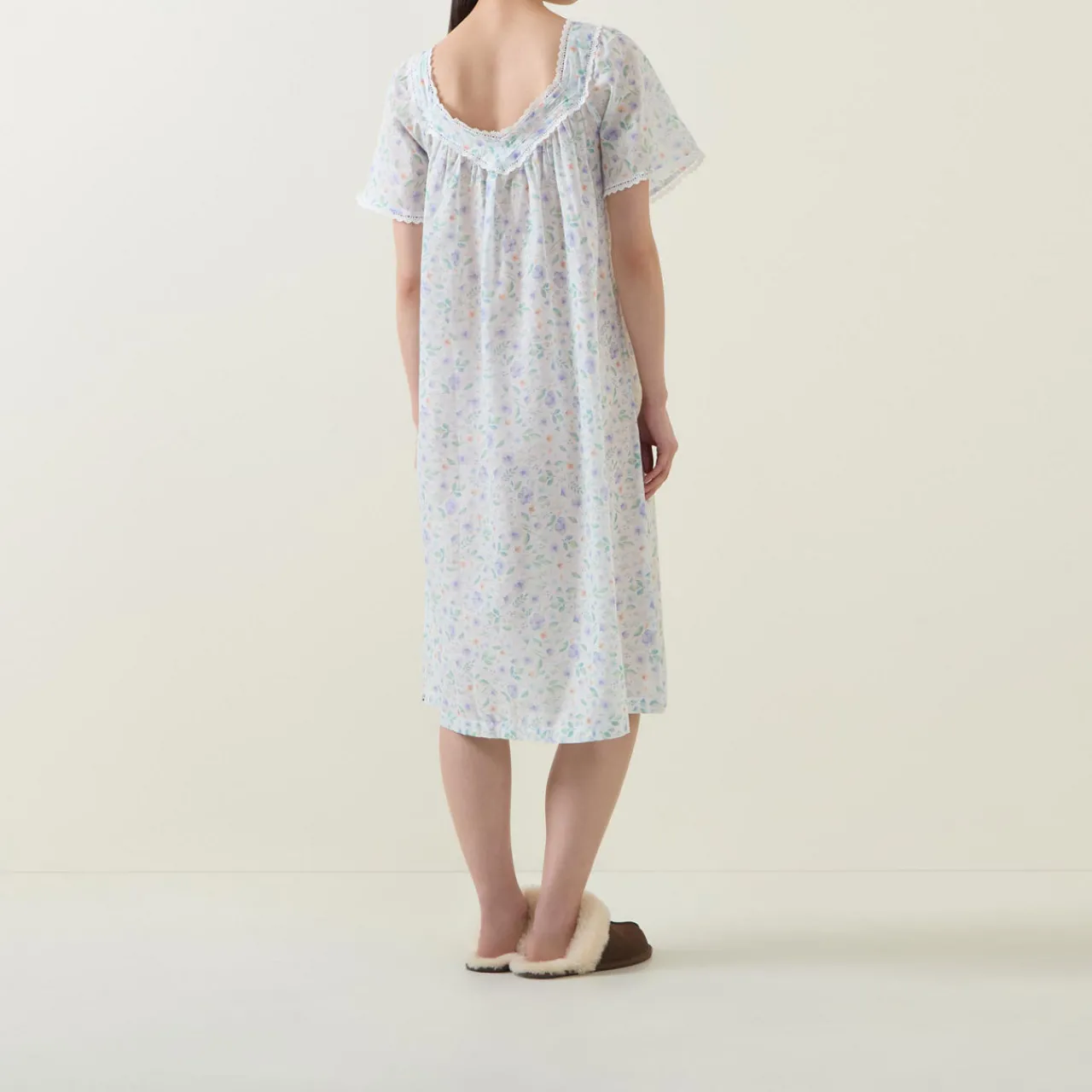 Elma Pansy Print Night Dress Women Sleepwear