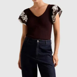 Clearance Elodie Floral Frill Sleeve Top Women Tops
