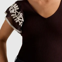 Clearance Elodie Floral Frill Sleeve Top Women Tops