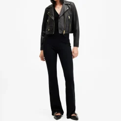 Best Elora Cropped Leather Biker Jacket Women Coats & Jackets