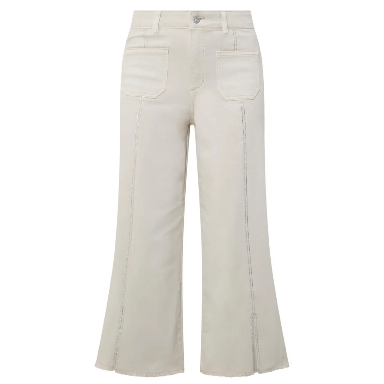New Embellished Cropped Culotte Jeans Women Denim
