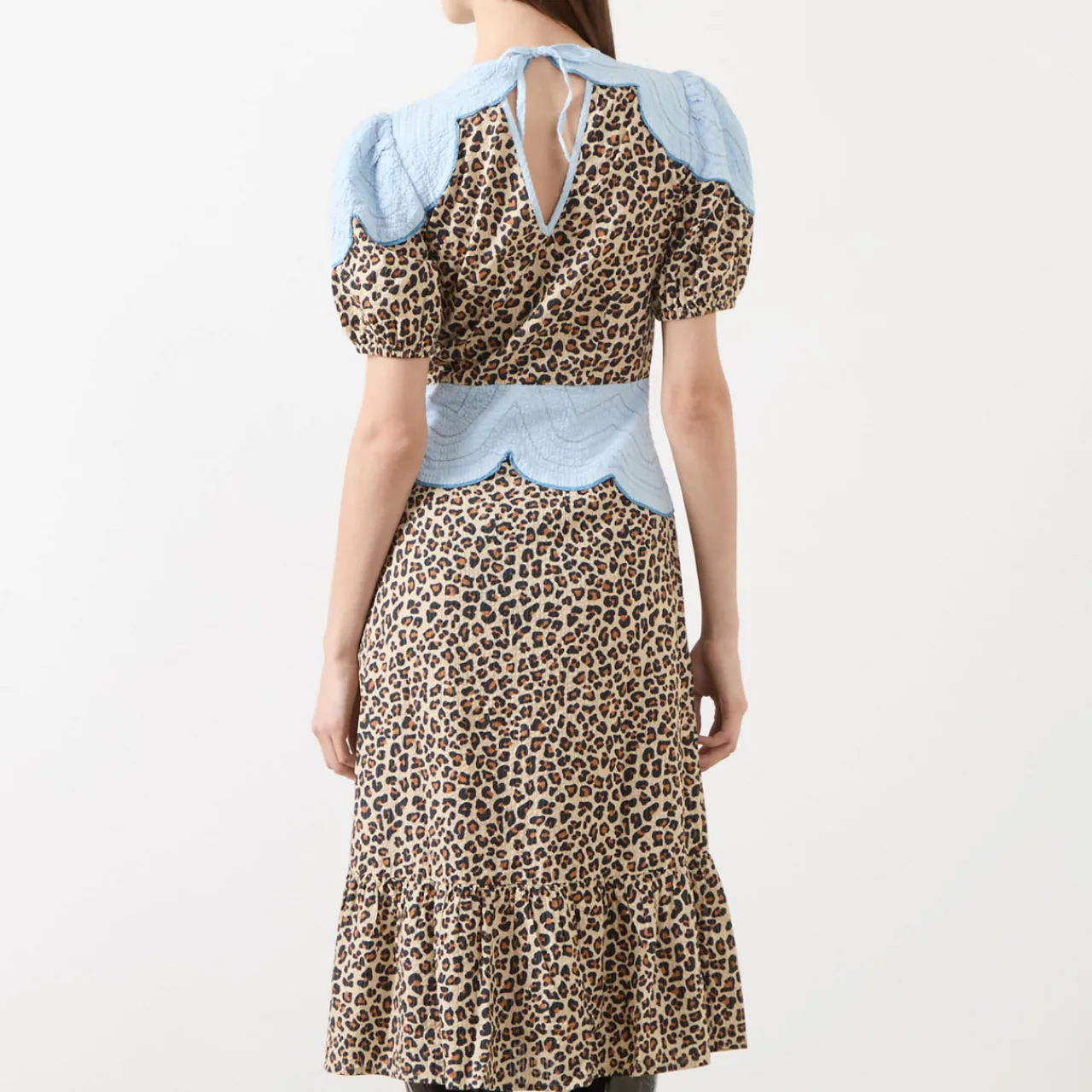 New Embroidery Panelled Leopard Dress Women Occasion Dressing