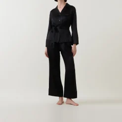 Discount Emerald Tie-Fastening Silk Pyjama Set Women Sleepwear