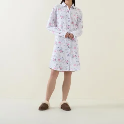 Hot English Rose Fleece Night Shirt Women Sleepwear
