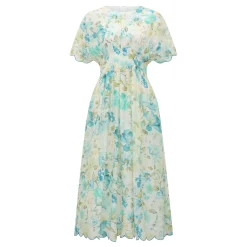 New Eve Pleated Floral Dress Women Dresses