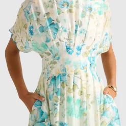 New Eve Pleated Floral Dress Women Dresses