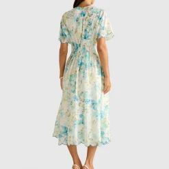 New Eve Pleated Floral Dress Women Dresses
